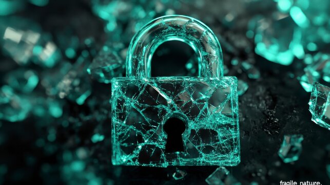Abstract Digital Lock With Broken Glass Effect - Powered by Adobe