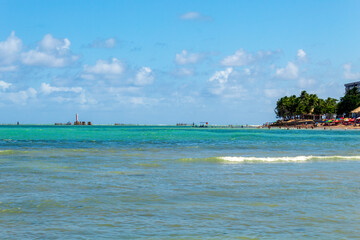 farol e as Piscinas Naturais  Praia de Ponta Verde, Pajuçara Maceió - Alagoas  Brasil