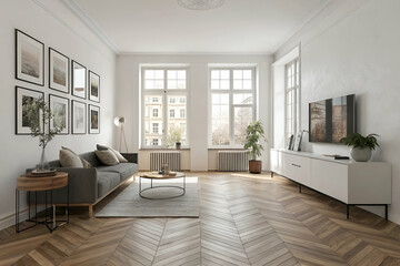 Modern Bright Living Room With City View