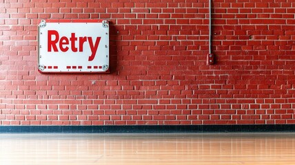 Wall with "Retry" sign, motivational concept