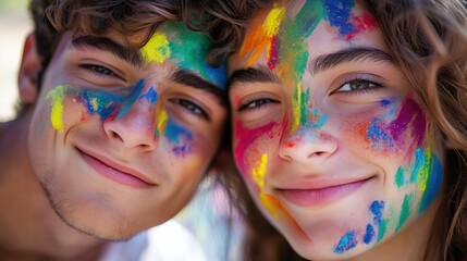 Fototapeta premium Colorful celebration of youth and love at a vibrant outdoor festival