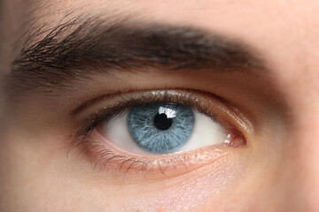 Closeup view of man with blue eyes