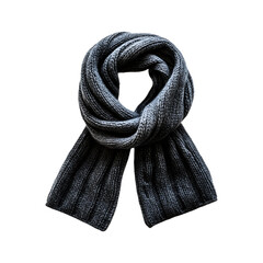 Woolen Scarf in Dark Grey with Simple Knit Design Isolated on Transparent Background
