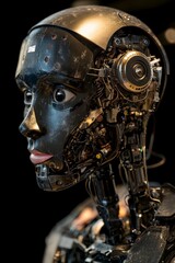 Closeup Profile Of A Futuristic Robot Head
