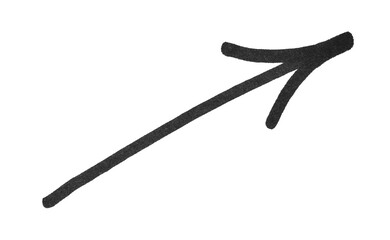 One black drawn arrow isolated on white