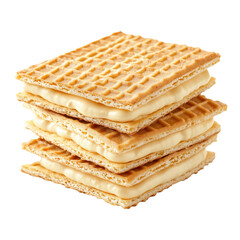 Fototapeta premium Crispy wafer biscuits with creamy vanilla filling 