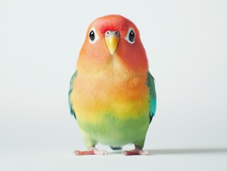 Naklejka premium Colorful Rainbow Parakeet Portrait Against White Background