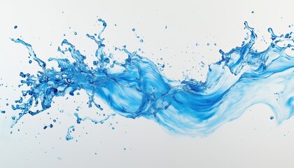 Clear And Clean Feeling: Light Blue Water Splash With Air Bubbles On White, Evoking The Movement Of Waves.