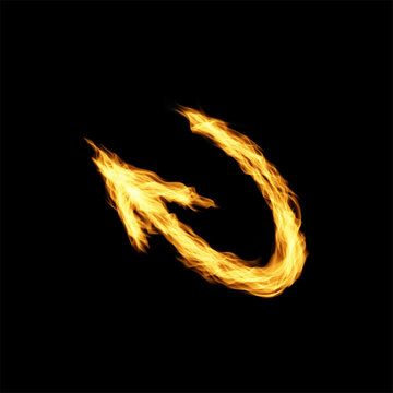 One arrow of fire on black background