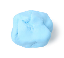 Light blue play dough isolated on white, top view