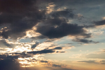 Light coming through the clouds at dawn