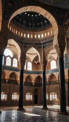 Ornate Mosque Interior with Intricate Islamic Designs