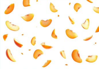 Peach Slices Isolated on White Background