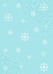 Fototapeta premium Snowflake Square Frame. Winter Holiday Background. Christmas Greeting Card Template. Free Space for Your Text. Vector Illustration on Light Blue Background