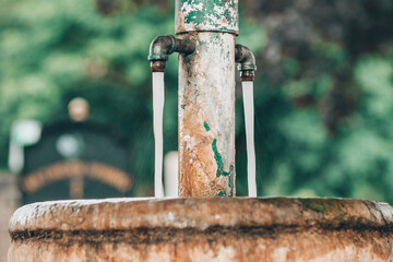 Hawthorne Springs Natural Mineral Water Historical Fountain in Saratoga Springs New York