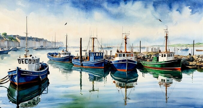 Fishing Boats on River