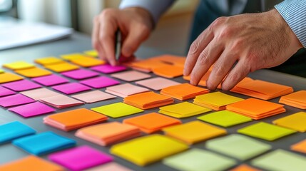 Fototapeta premium Dynamic change roadmap presentation board meeting visual strategy professional workspace close-up strategic planning