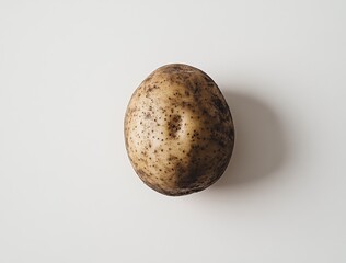 Single Brown Potato On White Background