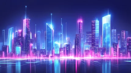 Fototapete Rund A futuristic city powered entirely by a sentient ai blockchain. Sentient Landscapes. Illustration © Thiago