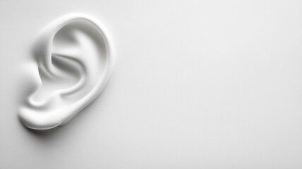 Close-up of white ear sculpture on background