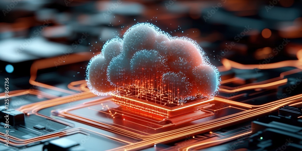Poster dynamic cloud computing data flow visualization digital art neon light environment