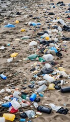 plastic banner recycle concepts waste wide environmental garbage beach full plastic pollution undersea ocean sea beach garbage dirty waste trash environment environmental conservation underwater