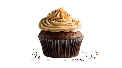 chocolate cupcake isolated on white background