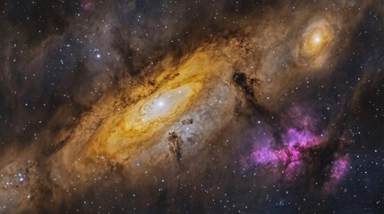 breathtaking view of a colorful galaxy with glowing stars, swirling nebulae, and cosmic waves, capturing the wonders of deep space