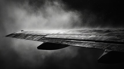 Dynamic Close-Up of Airplane Wing with Visible Condensation Trails in Flight, Aerial Transportation Concept