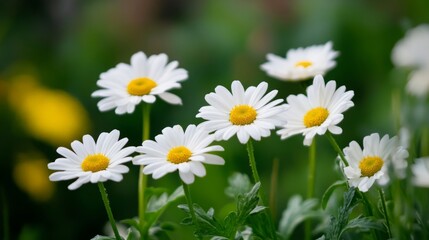 Fototapeta premium Delicate Daisies in a Lush Garden: Breathtaking Floral Display
