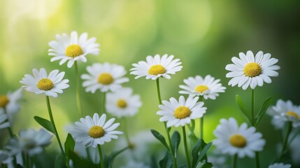 Obraz premium Delicate Dance of Daisies: Breathtaking Display of White Blooms in a Verdant Setting