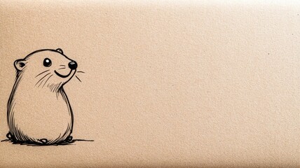 Cute cartoon hamster illustration on brown paper background