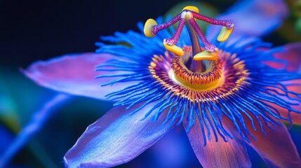 A Stunning Close-Up of a Passion Flower: Vibrant Colors and Intricate Details