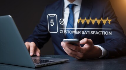 High Customer Satisfaction, Five Star Rating, Business Success
