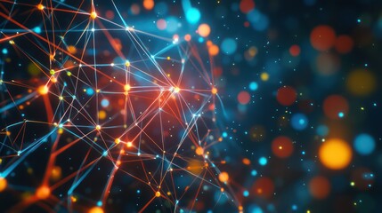 Fototapeta premium Abstract Network Connection: Digital Nodes and Lines