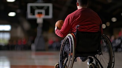 Wheelchair basketball player, indoor court, game, audience