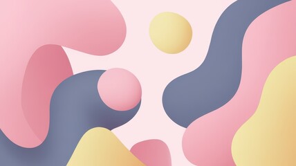 A vibrant abstract design featuring soft pink, yellow, and gray shapes, creating a modern, playful aesthetic perfect for backgrounds or digital art.