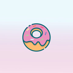 Cute Donut Icon Vector Illustration