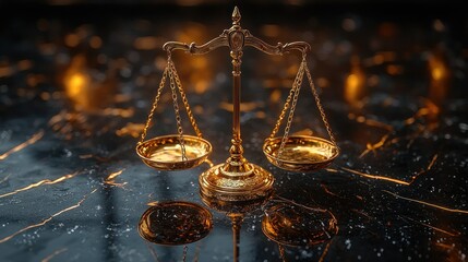 Golden scales justice marble background law concept