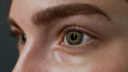 Fototapeta premium Close-up of woman's eyes, looking sideways, dark background, beauty concept