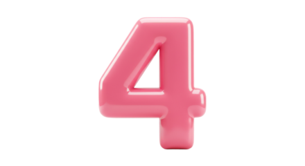 4 Number Made of Pink Balloon isolated on transparent background, four 4th Anniversary Made of Balloon PNG  