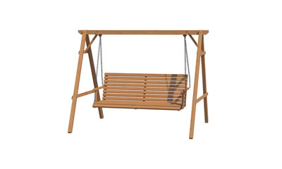 Wooden swing front view png alpha channel.