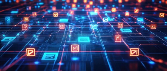 Fototapeta premium Digital Network: A Futuristic Visualization of Global Data Flow and Interconnectivity