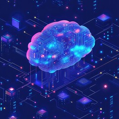 Obraz premium Abstract Background with Digital Brain and Circuit Board