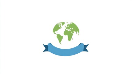 Fototapeta premium Simple Earth graphic with ribbon, global awareness