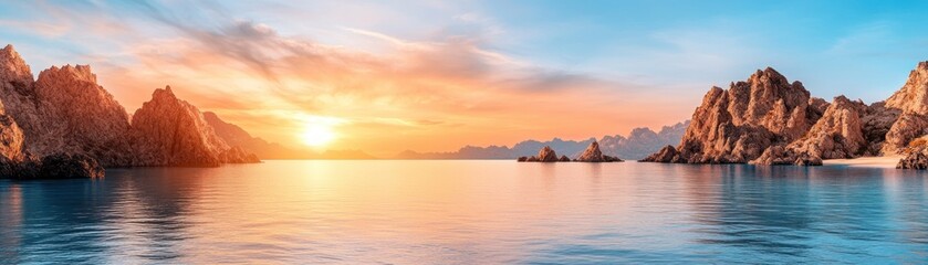 Obraz premium Experience a breathtaking virtual sunset over a serene ocean landscape with our revolutionary Immersive 360-degree virtual learning environment for students using AI-driven simulations Explore