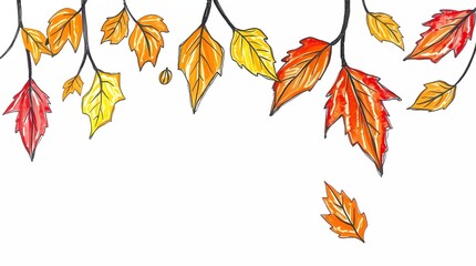 autumn leaves on white background
