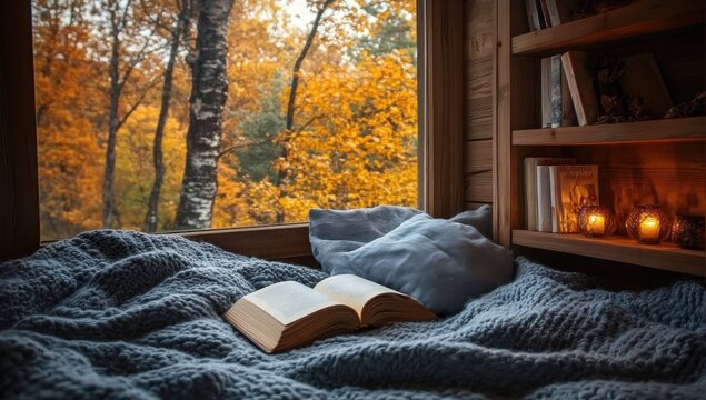 Cozy Autumn Reading Nook by the Window