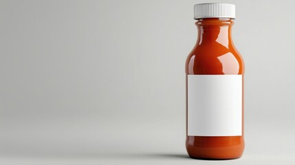 A sleek hot sauce bottle with a bold label and cap stands isolated on a light gray background, emphasizing its fiery essence.