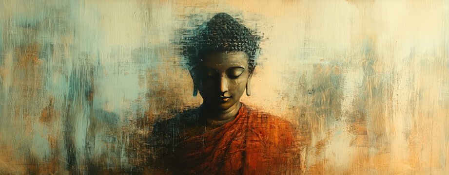 Serene Buddha Painting Abstract Meditation Art